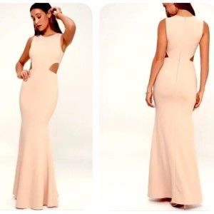 Lulus size Large Utterly Smitten Blush Cutout Maxi Dress NWT